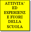 Casella di testo: ATTIVITA ED ESPERIENZE FUORI DELLA SCUOLA